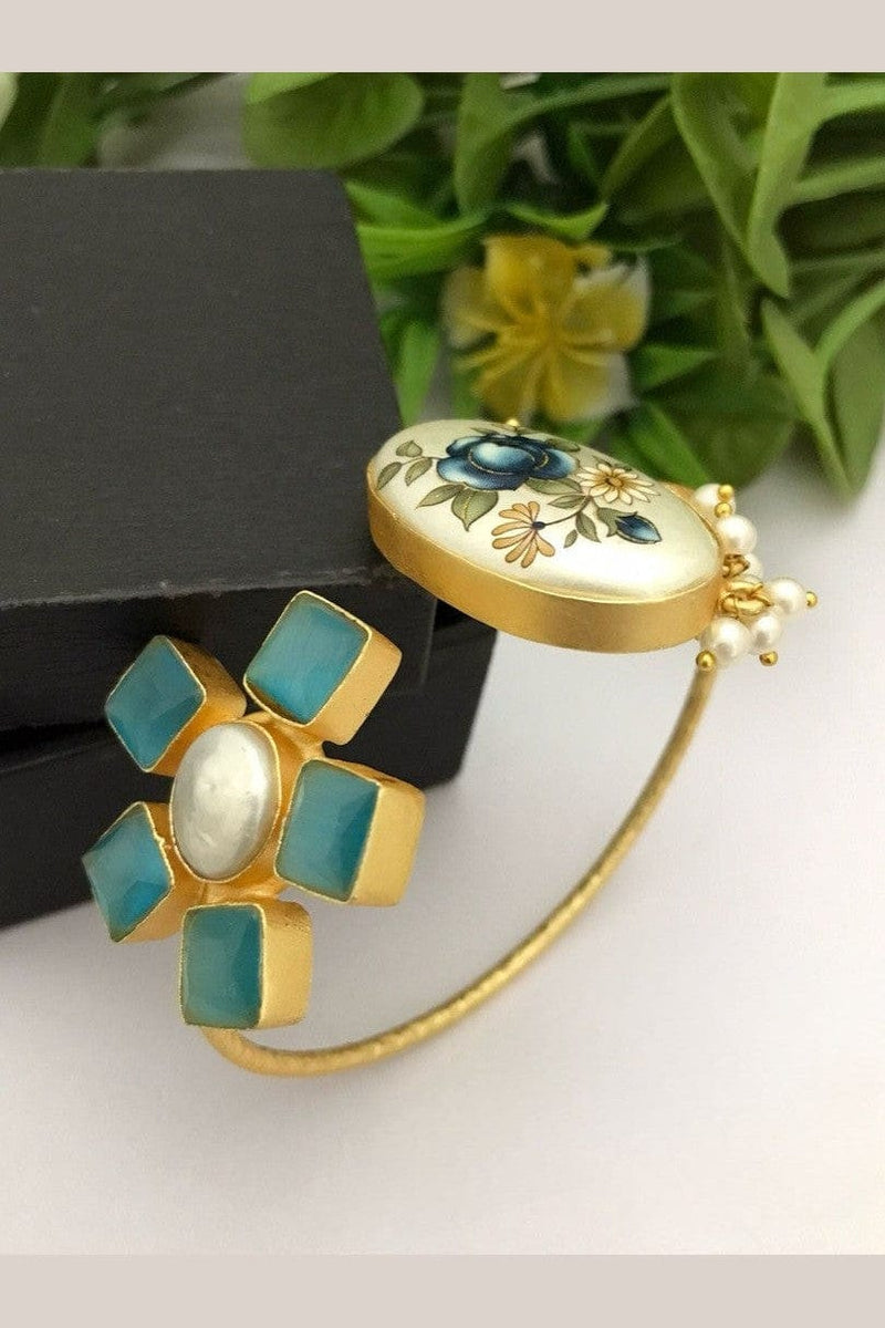 Aganya kreation Bracelets Ikshita Real Pearl Bracelet - Elegant Brass & Gold Design