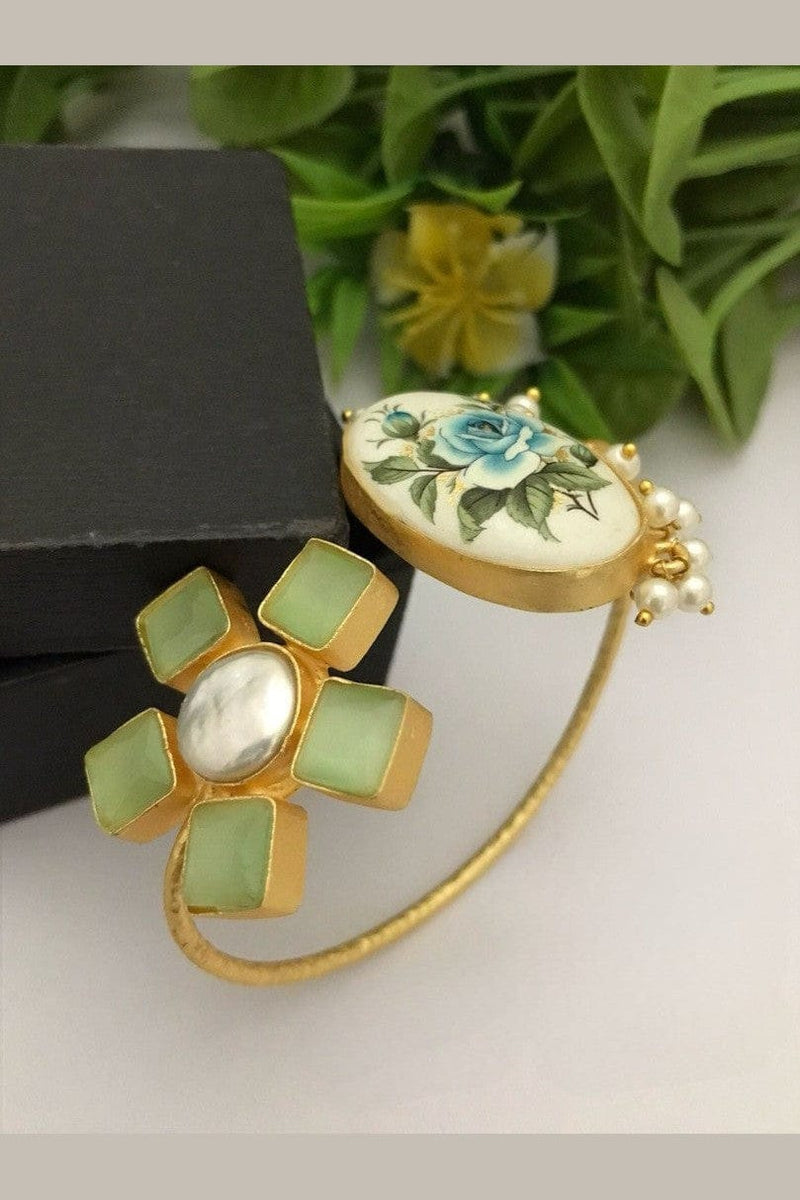 Aganya kreation Bracelets Jhalak Real Pearl Bracelet - Elegant Brass & Gold Design