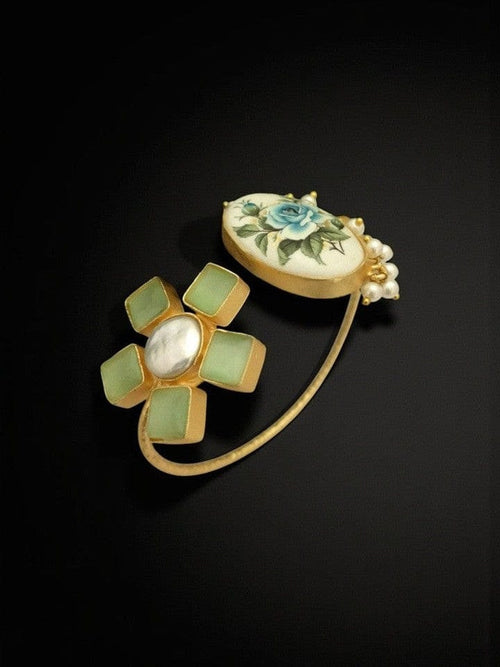 Aganya kreation Bracelets Jhalak Real Pearl Bracelet - Elegant Brass & Gold Design