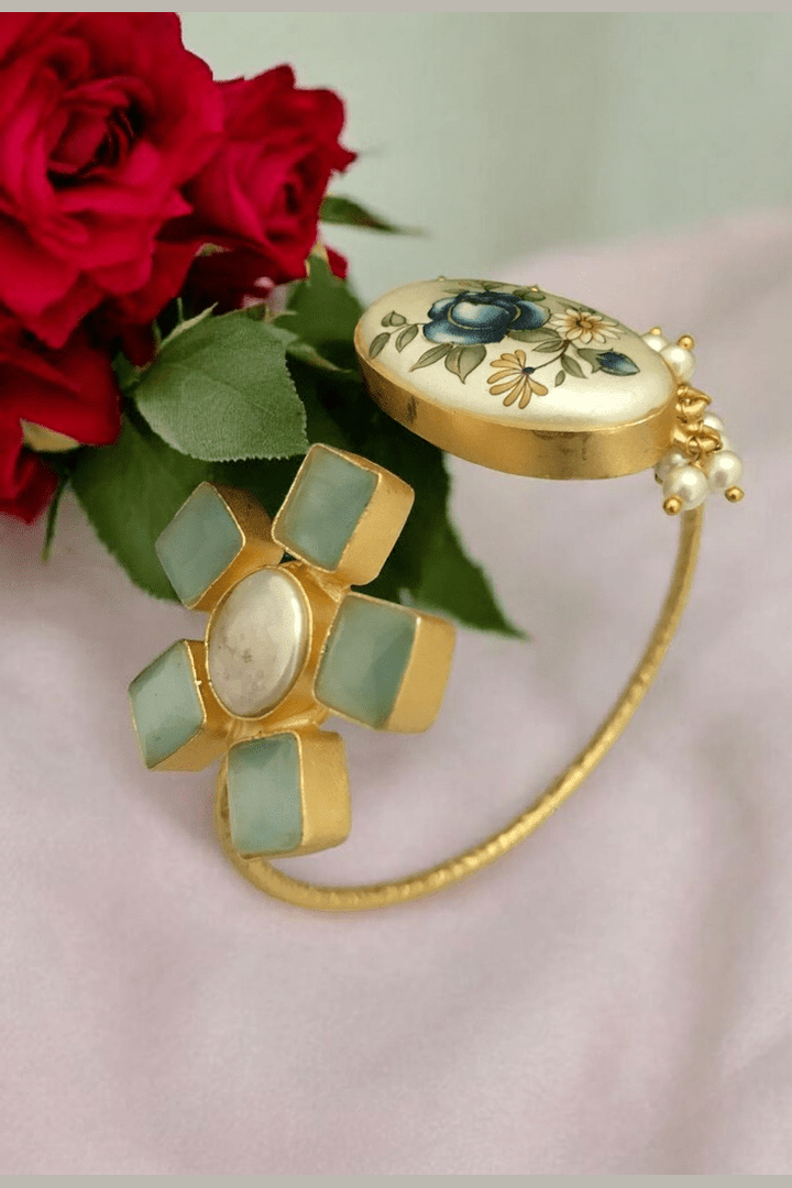 Aganya kreation Bracelets Kamya Real Pearl Bracelet - Elegant Brass & Gold Design