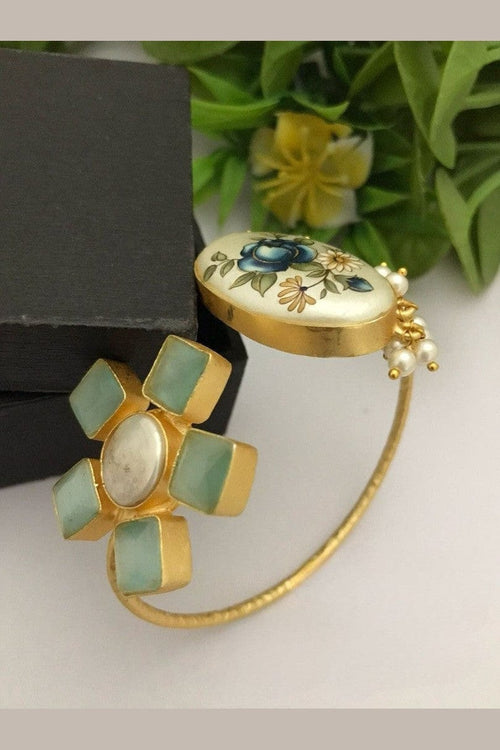 Aganya kreation Bracelets Kamya Real Pearl Bracelet - Elegant Brass & Gold Design