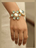 Aganya kreation Bracelets Kamya Real Pearl Bracelet - Elegant Brass & Gold Design