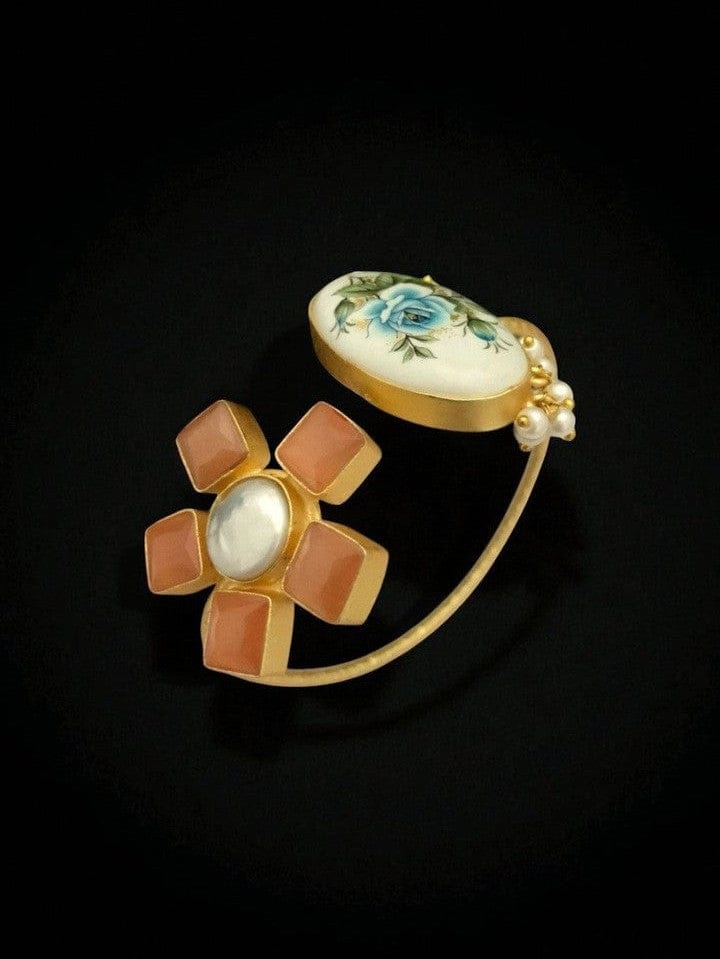 Aganya kreation Bracelets Lopa Real Pearl Bracelet - Elegant Brass & Gold Design