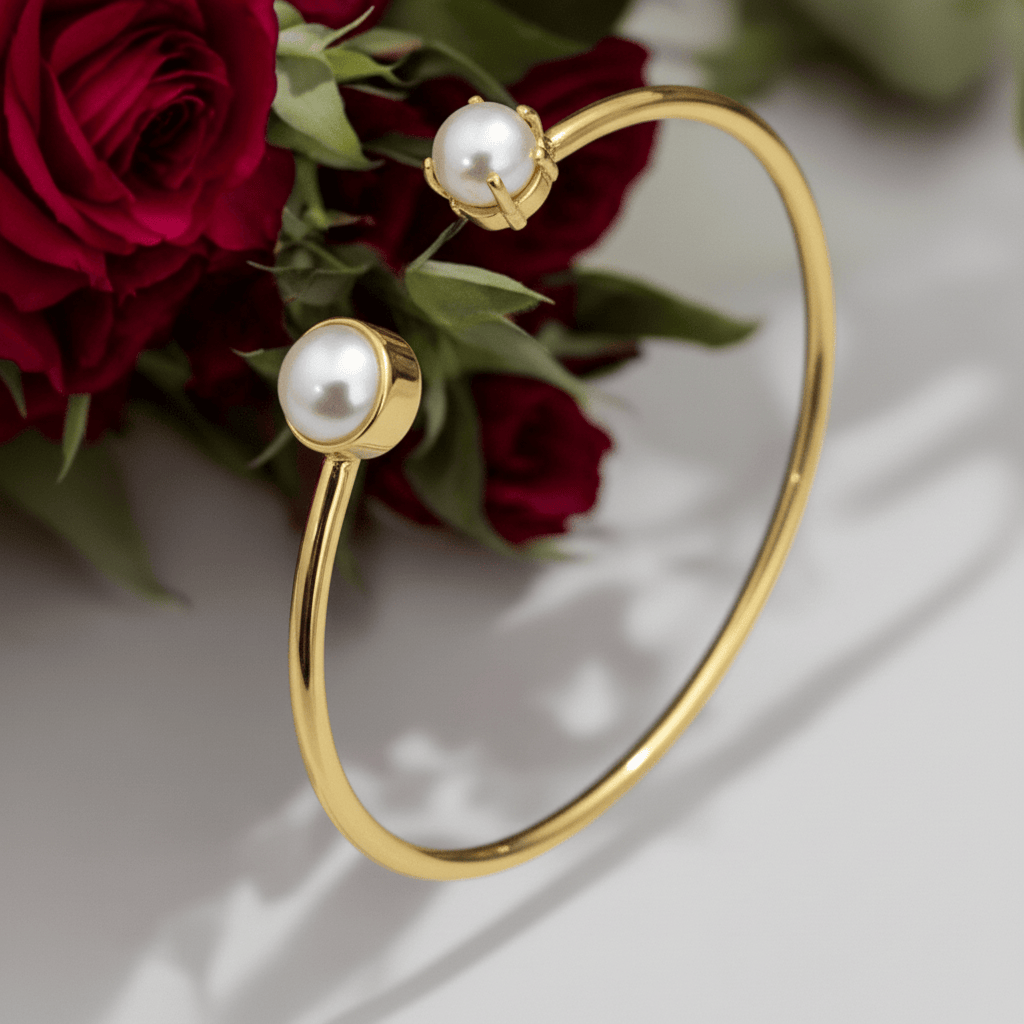 Aganya kreation Bracelets Masha Real Pearl Bracelet - Elegant Gold-Plated Design