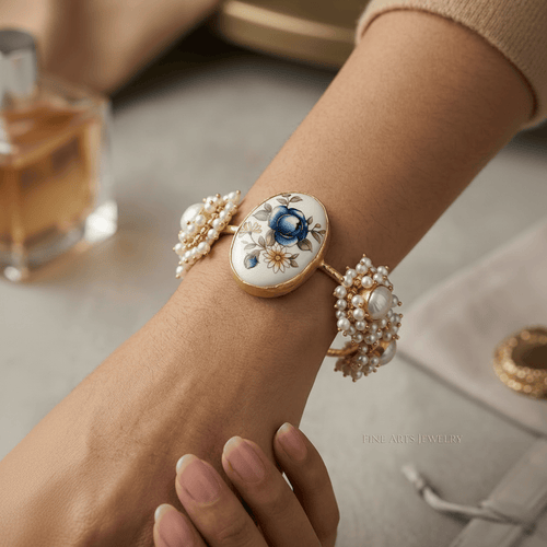 Aganya kreation Bracelets Meera Real Pearl Bracelet - Elegant Gold-Plated Design