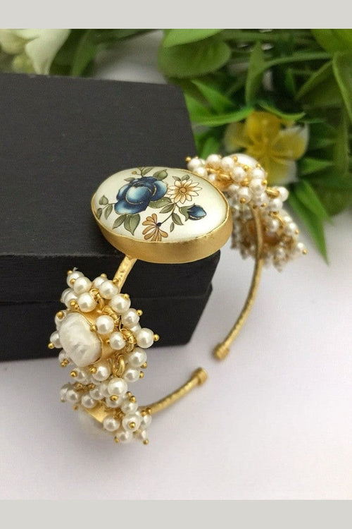 Aganya kreation Bracelets Meera Real Pearl Bracelet - Elegant Gold-Plated Design