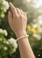 Paranya Real Pearl Bracelet by Aganya Kreation — adjustable pure brass bracelet with genuine freshwater pearls in a clean handcrafted setting, export-quality finish