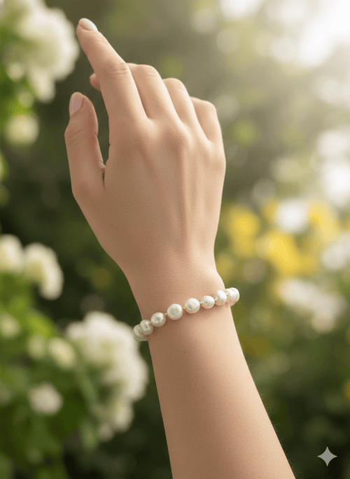 Paranya Real Pearl Bracelet by Aganya Kreation — adjustable pure brass bracelet with genuine freshwater pearls in a clean handcrafted setting, export-quality finish