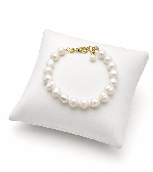 Aganya kreation Bracelets Paranya Real Pearl Bracelet — Adjustable Genuine Freshwater Pearl in Pure Brass Pearl