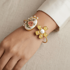 Aganya kreation Bracelets Qushi Real Pearl Bracelet - Elegant Gold-Plated Design