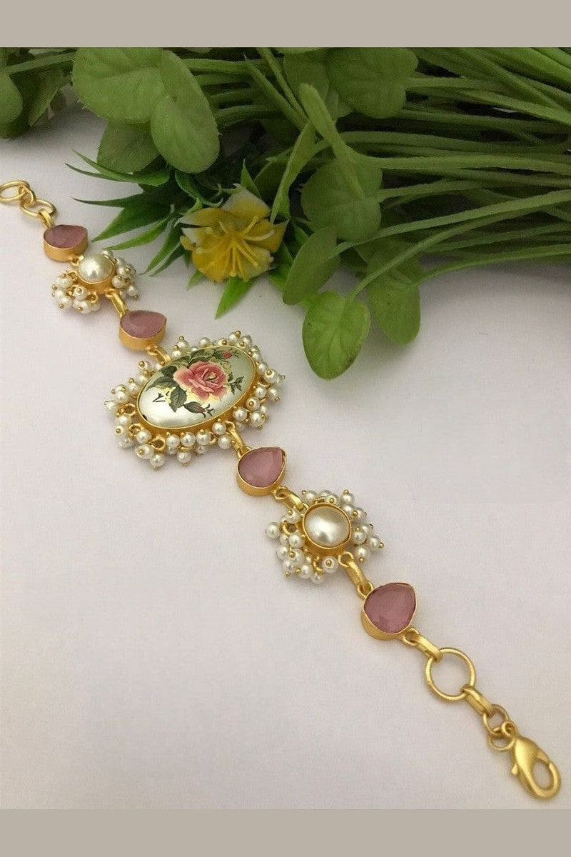 Aganya kreation Bracelets Rosiana Real Pearl Bracelet - Elegant Gold-Plated Design