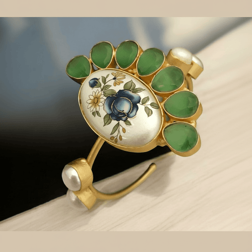 Aganya kreation Bracelets Swapna Real Pearl Bracelet - Elegant Brass & Gold Design