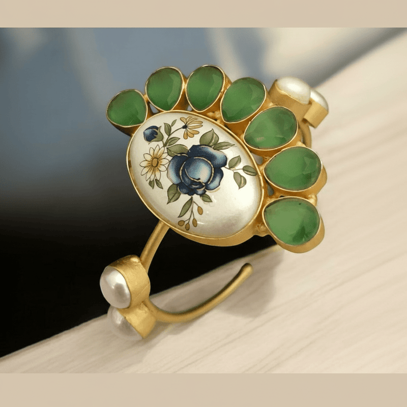 Aganya kreation Bracelets Swapna Real Pearl Bracelet - Elegant Brass & Gold Design