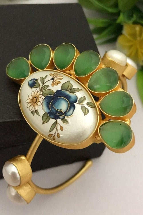 Aganya kreation Bracelets Swapna Real Pearl Bracelet - Elegant Brass & Gold Design