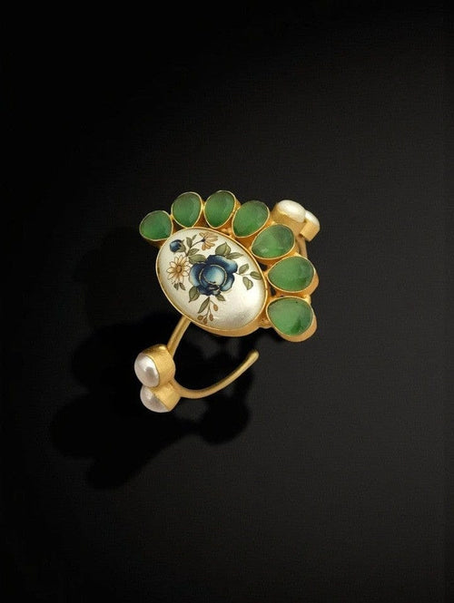 Aganya kreation Bracelets Swapna Real Pearl Bracelet - Elegant Brass & Gold Design