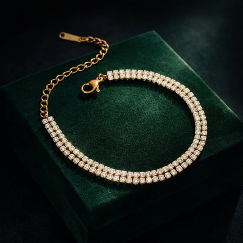 Aganya kreation Bracelets Tennis bracelet-GOLD – 18k Gold Plated Stainless Steel Tarnish Free Waterproof Female Jewellery