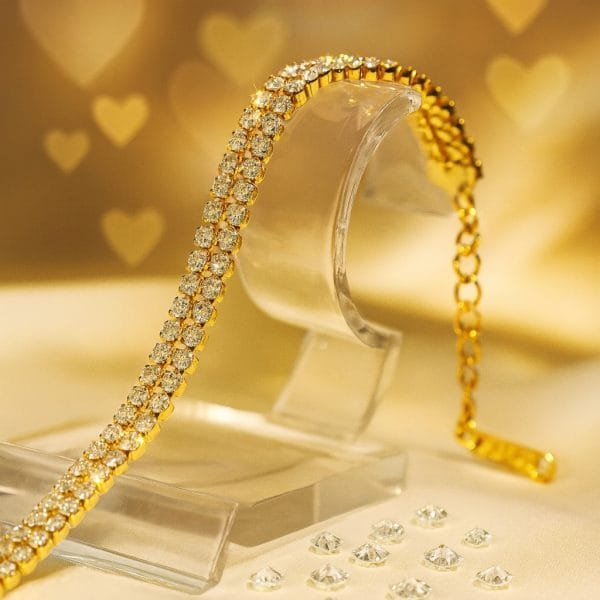 Aganya kreation Bracelets Tennis bracelet-GOLD – 18k Gold Plated Stainless Steel Tarnish Free Waterproof Female Jewellery