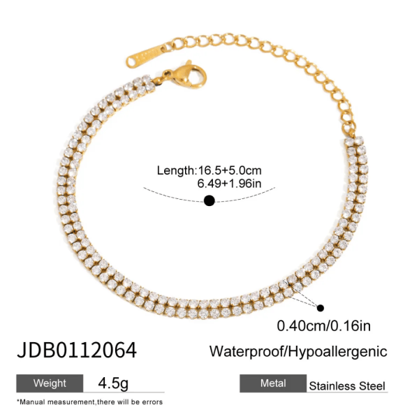 Aganya kreation Bracelets Tennis bracelet-GOLD – 18k Gold Plated Stainless Steel Tarnish Free Waterproof Female Jewellery