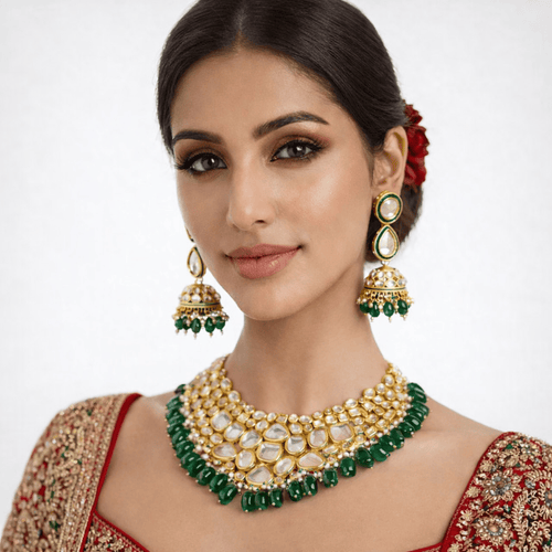 Aganya kreation Bridal Set Megha Bridal Set - Exquisite Green Onyx & Kundan Jewelry