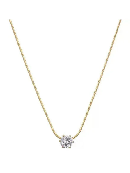 Aganya kreation Chain Timeless Solitaire Sparkle Necklace 18k Gold Plated Stainless Steel Tarnish Free Waterproof Jewellery female