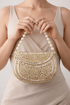 Aganya kreation Clutches Aaradhya Luxury Gold Kundan & Pearl Clutch