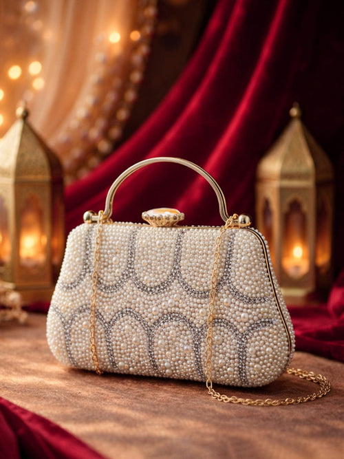 Aganya kreation Clutches Adele Vintage Pearl Evening Clutch Bag Style 2