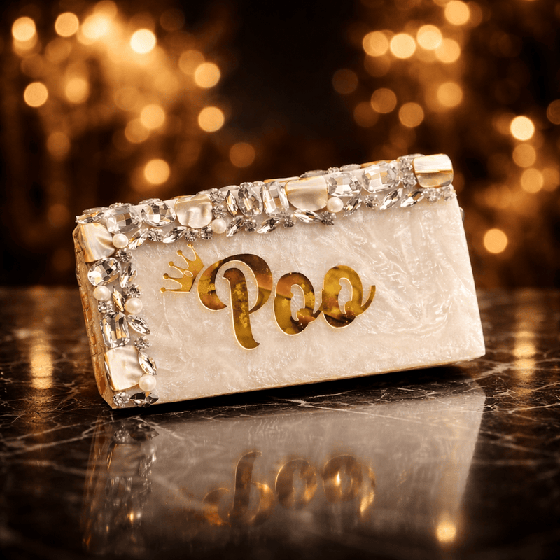 Aganya kreation Clutches Customizable Tvasti Resin Name Clutch - Elegant Accessory