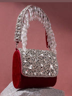 Aganya kreation Clutches Cynthia Clutch - Designer Mini Flap Clutch with Stone Work Maroon
