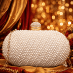 Aganya kreation Clutches Elegant Jiara Pearl Clutch for Brides and Special Occasions Style
