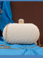 Aganya kreation Clutches Elegant Jiara Pearl Clutch for Brides and Special Occasions Style Style 1