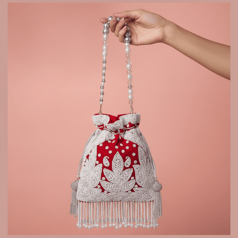 Aganya kreation Clutches Elegant Vaidehi Potli - Stylish Pearl Bag for Any Occasion