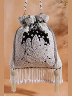 Aganya kreation Clutches Elegant Vaidehi Potli - Stylish Pearl Bag for Any Occasion Black