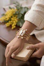 Aganya kreation Clutches Martina Real Baroque Freshwater Pearl Adjustable Bracelet – 22K Gold Plated Brass