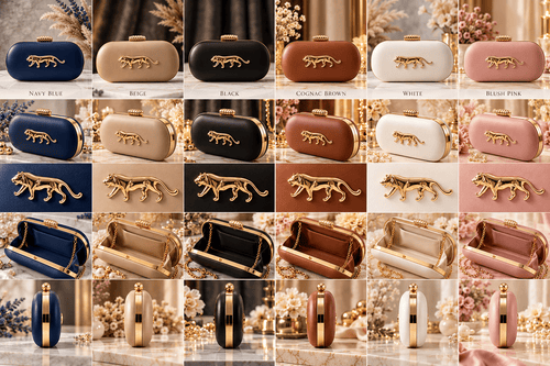 Aganya kreation Clutches Midnight Panther Gold Luxury Embellished Clutch Bag for Women