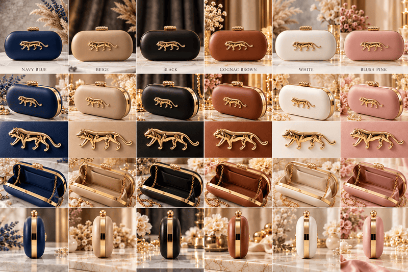 Aganya kreation Clutches Midnight Panther Gold Luxury Embellished Clutch Bag for Women