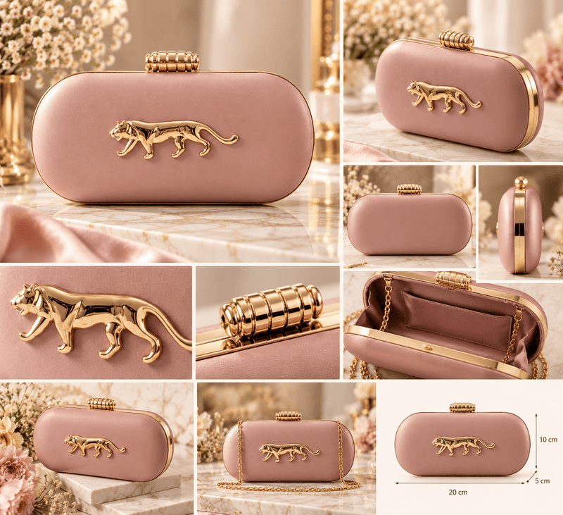 Aganya kreation Clutches Midnight Panther Gold Luxury Embellished Clutch Bag for Women