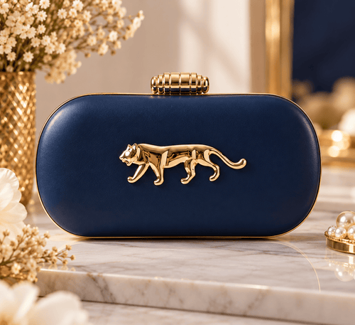 Aganya kreation Clutches Midnight Panther Gold Luxury Embellished Clutch Bag for Women