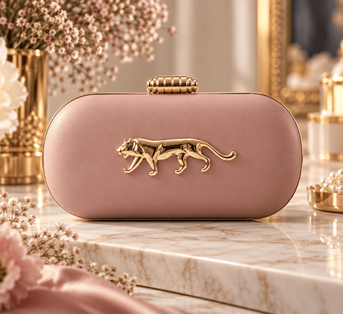 Aganya kreation Clutches Midnight Panther Gold Luxury Embellished Clutch Bag for Women Blush pink