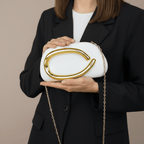 Aganya kreation Clutches Molisha Designer Clutch - Stylish Acrylic with Metal Handle Golden
