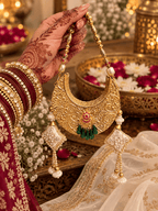 Aganya kreation Clutches Rabab Gold Embellished Designer Bridal Clutch with Pearl Tassels
