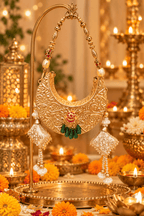 Aganya kreation Clutches Rabab Gold Embellished Designer Bridal Clutch with Pearl Tassels
