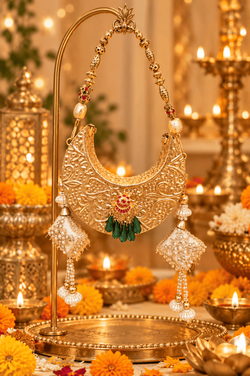 Aganya kreation Clutches Rabab Gold Embellished Designer Bridal Clutch with Pearl Tassels