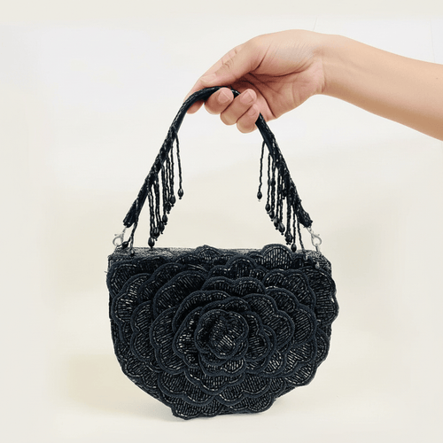 Aganya kreation Clutches Rosette clutch Black