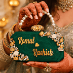 Aganya kreation Clutches Royal Emerald Personalized Wedding Clutch Emerald green and white