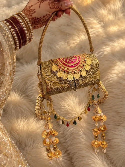 Aganya kreation Clutches Zariya Gold Embellished Designer Festive Clutch for Women | Aganya Kreation 2