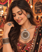 Aganya kreation Combo Aadhya Dual Tone Hasuli Jewellery Combo Set – Necklace, Earrings, Nose Pin, Ring & Adjustable Cuff