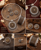 Aganya kreation Combo Aadhya Dual Tone Hasuli Jewellery Combo Set – Necklace, Earrings, Nose Pin, Ring & Adjustable Cuff