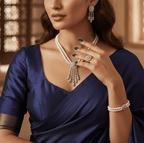 Aganya kreation Combo Ardra The Midnight Grace Pearl And Diamond Set