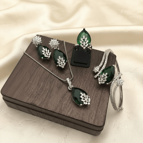 Aganya kreation Combo Elegant Kunika Combo Jewelry Set - Copper Alloy & Silver Plating