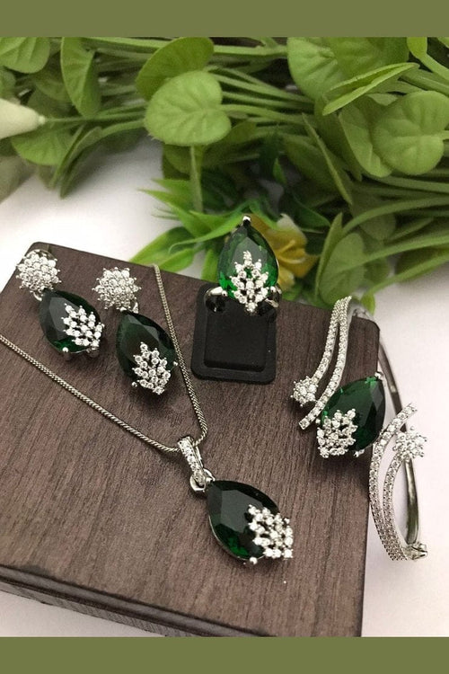 Aganya kreation Combo Elegant Kunika Combo Jewelry Set - Copper Alloy & Silver Plating